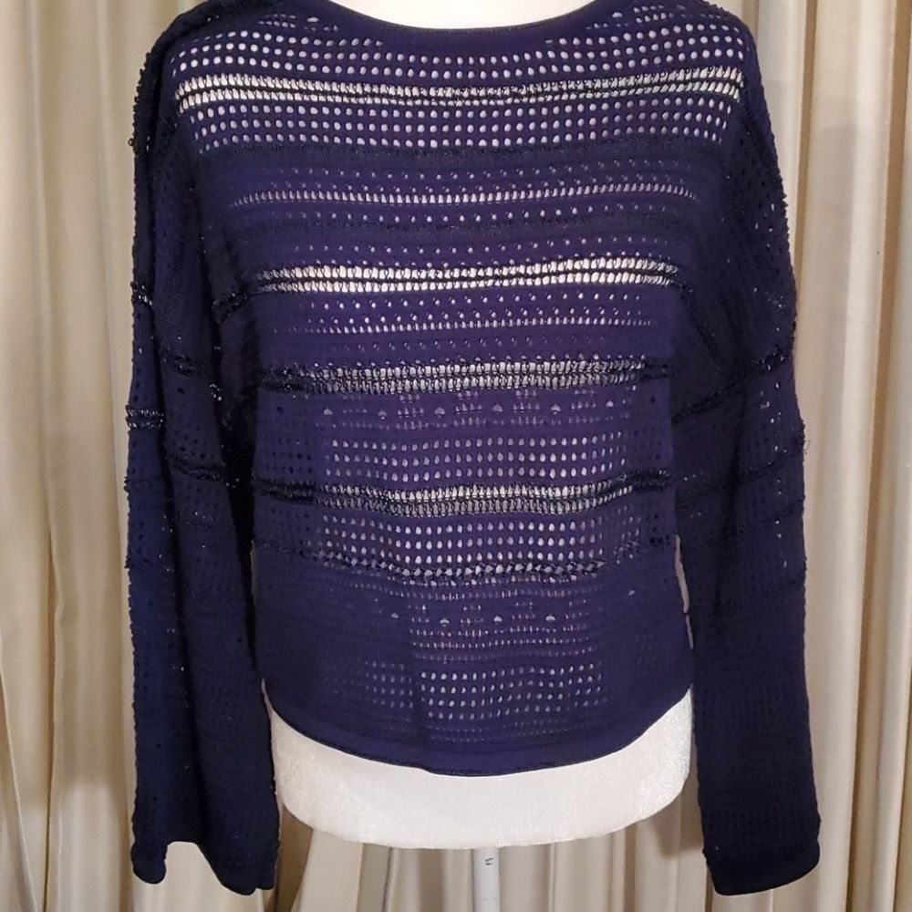 Sexy Ceny sweater XL navy crochet see through